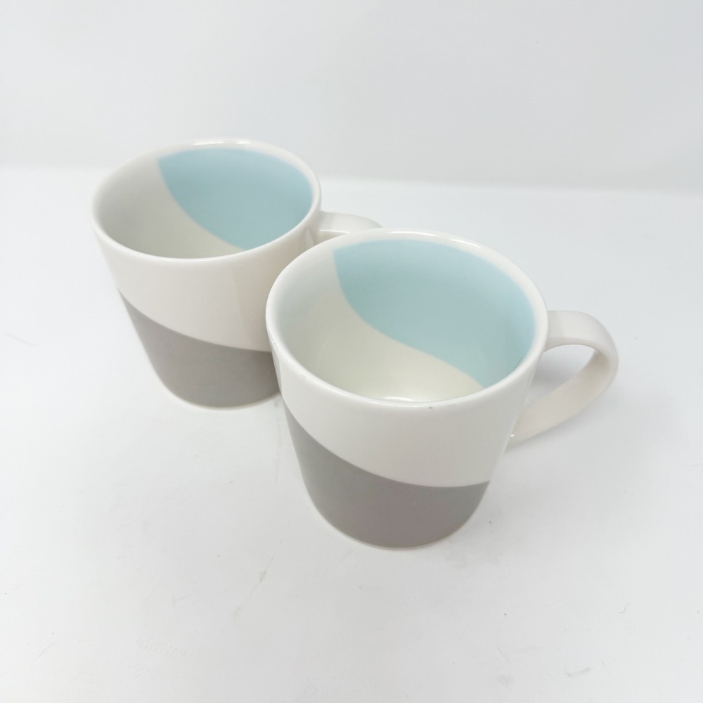 Starbucks 2005 Art Deco Gray Blue Pastel Curve 12 oz Coffee Mugs‎ - Picture 3 of 9